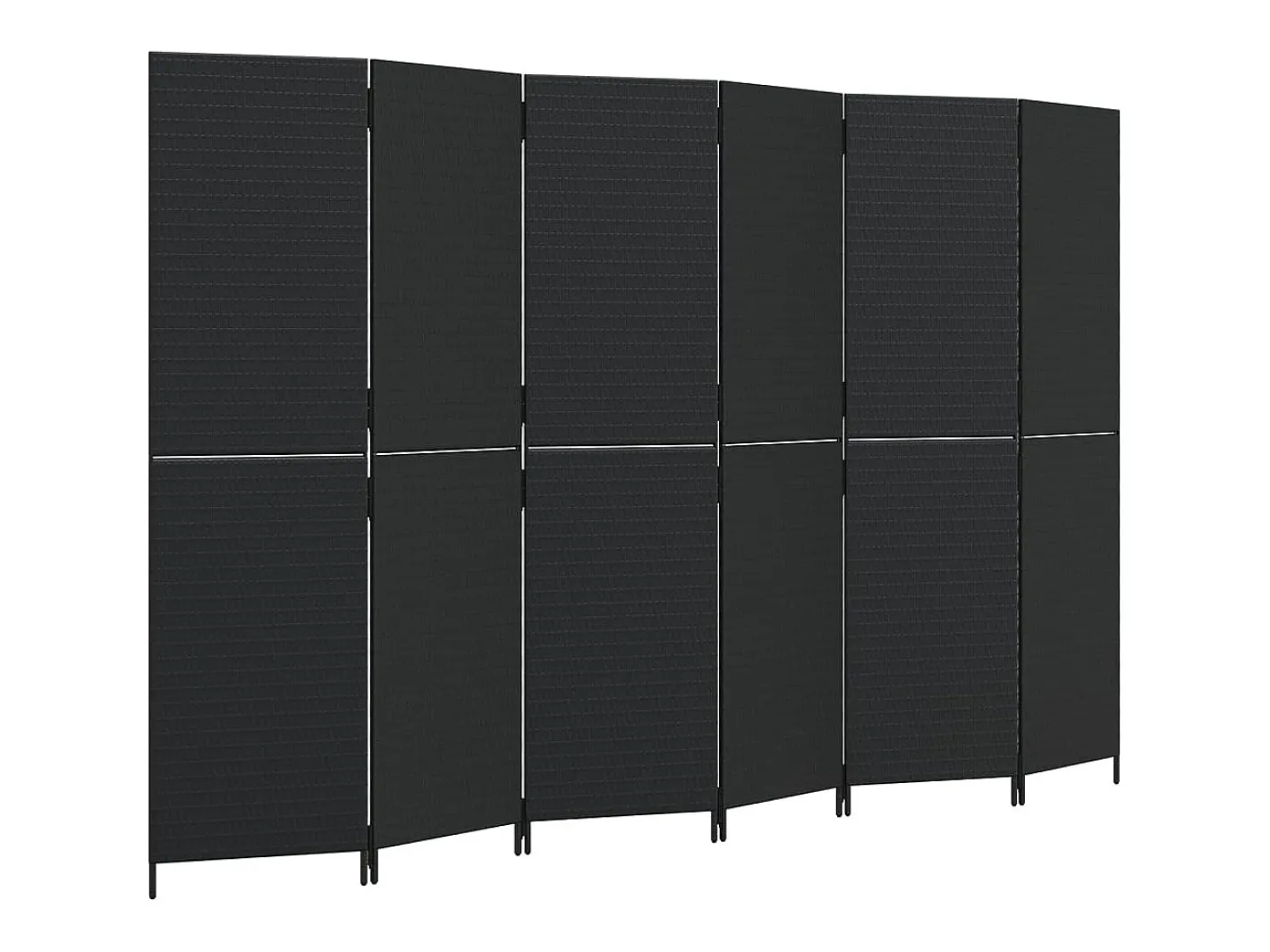 Sale Tabique divisorio de mimbre de resina negra de 6 paneles Negro