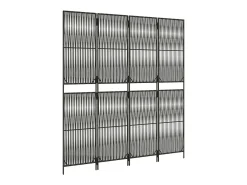 Biombo-Tabique divisorio de mimbre de resina de 4 paneles Gris