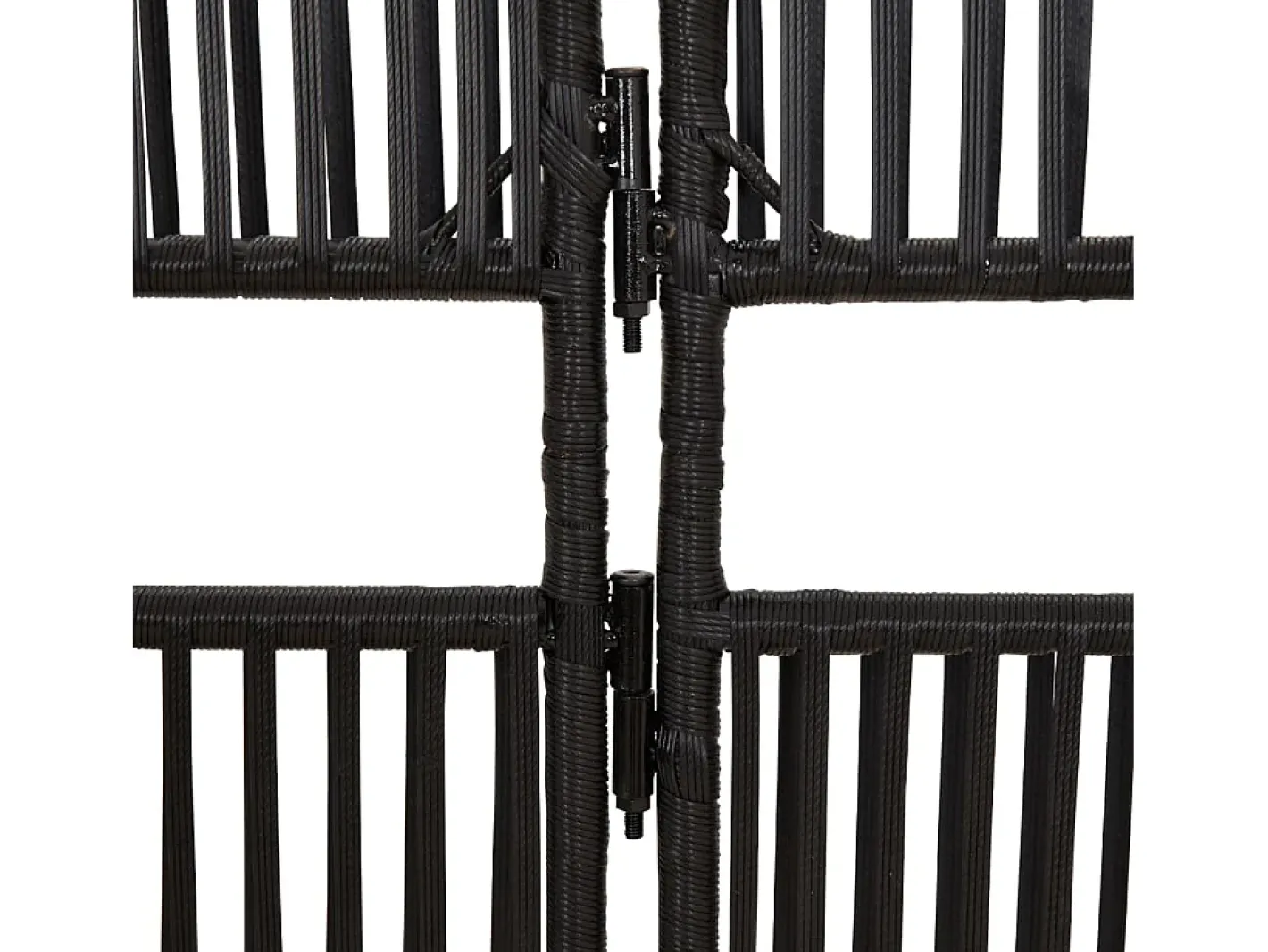 Biombo-Tabique divisorio de mimbre de resina negra de 6 paneles Negro
