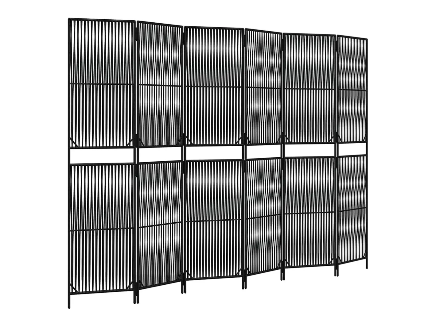 Biombo-Tabique divisorio de mimbre de resina negra de 6 paneles Negro