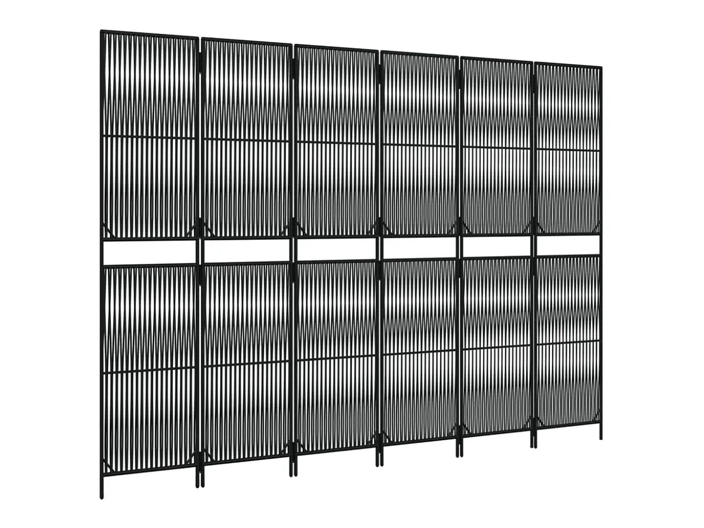 Biombo-Tabique divisorio de mimbre de resina negra de 6 paneles Negro