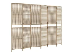 Biombo-Tabique divisorio de mimbre de resina de 6 paneles Beige