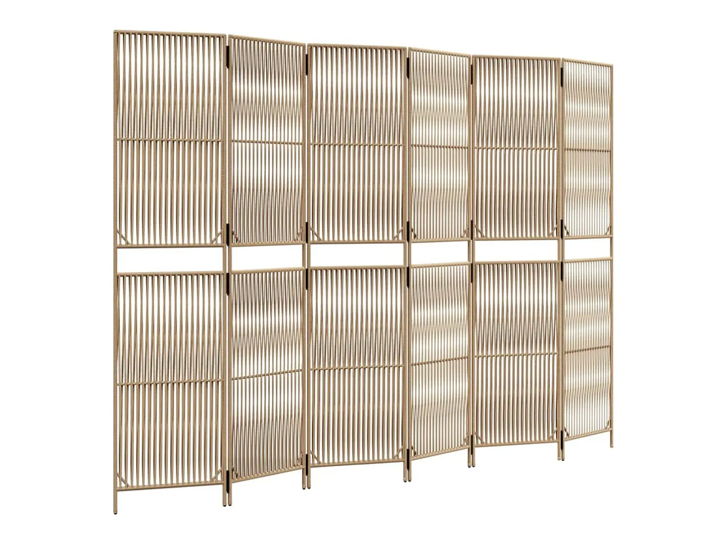 Biombo-Tabique divisorio de mimbre de resina de 6 paneles Beige