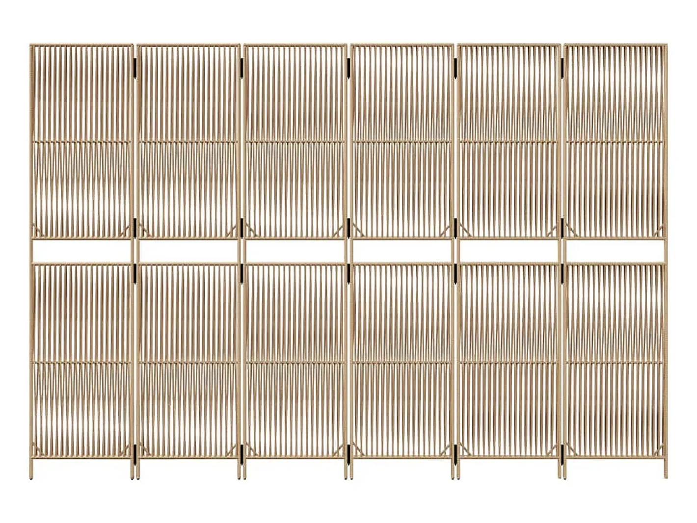 Biombo-Tabique divisorio de mimbre de resina de 6 paneles Beige