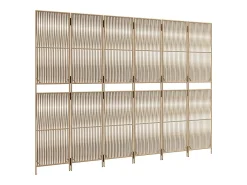 Biombo-Tabique divisorio de mimbre de resina de 6 paneles Beige
