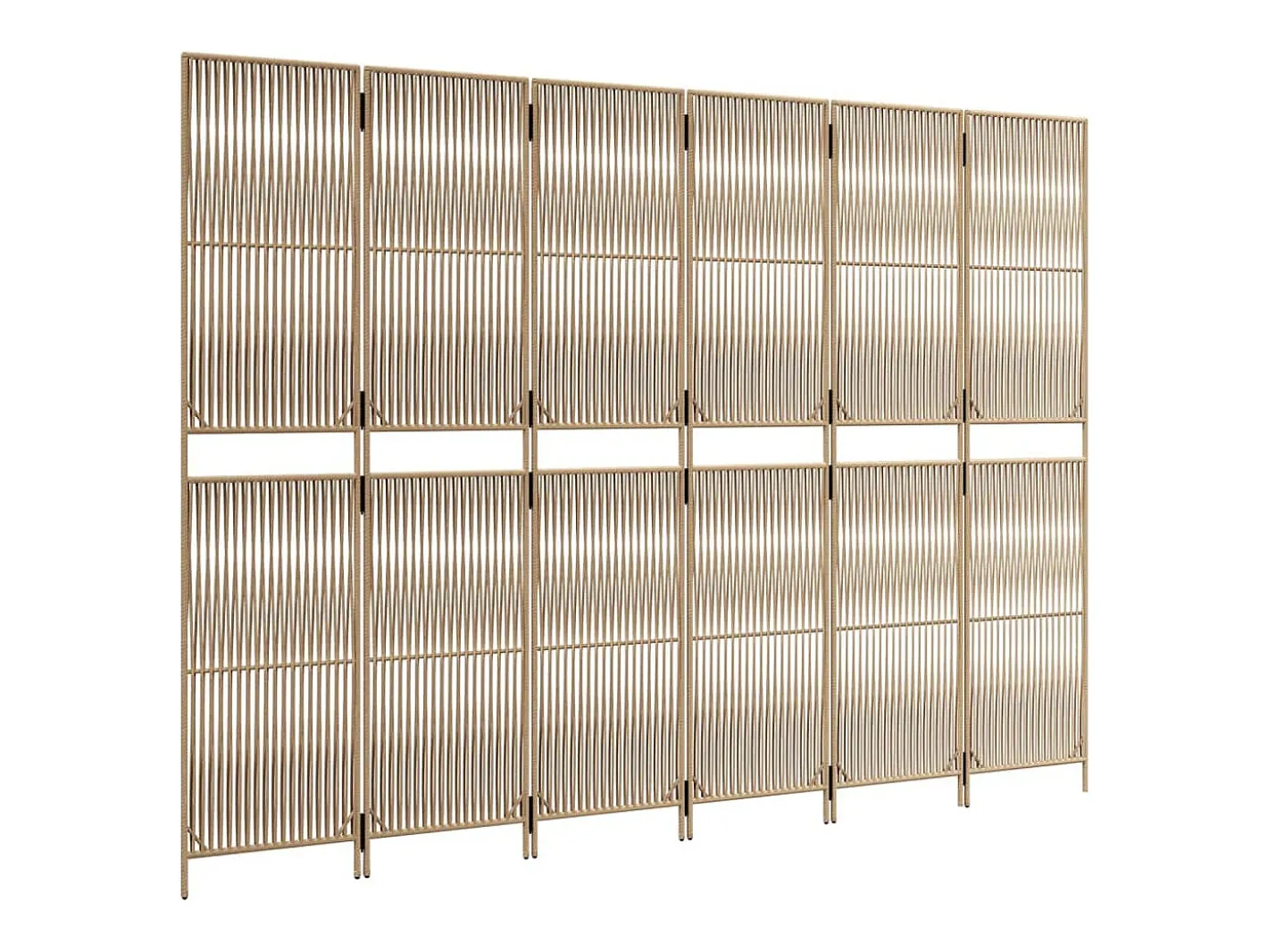 Biombo-Tabique divisorio de mimbre de resina de 6 paneles Beige