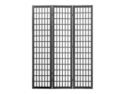 Biombo-Tabique Divisorio SucceBuy, Tabique Divisorio Japonés de 3 Paneles, Tabique Japonés Portátil, de Madera, Gira 360°, 120,5 x 170 x 1,9 cm, para Separar Habitaciones Negro