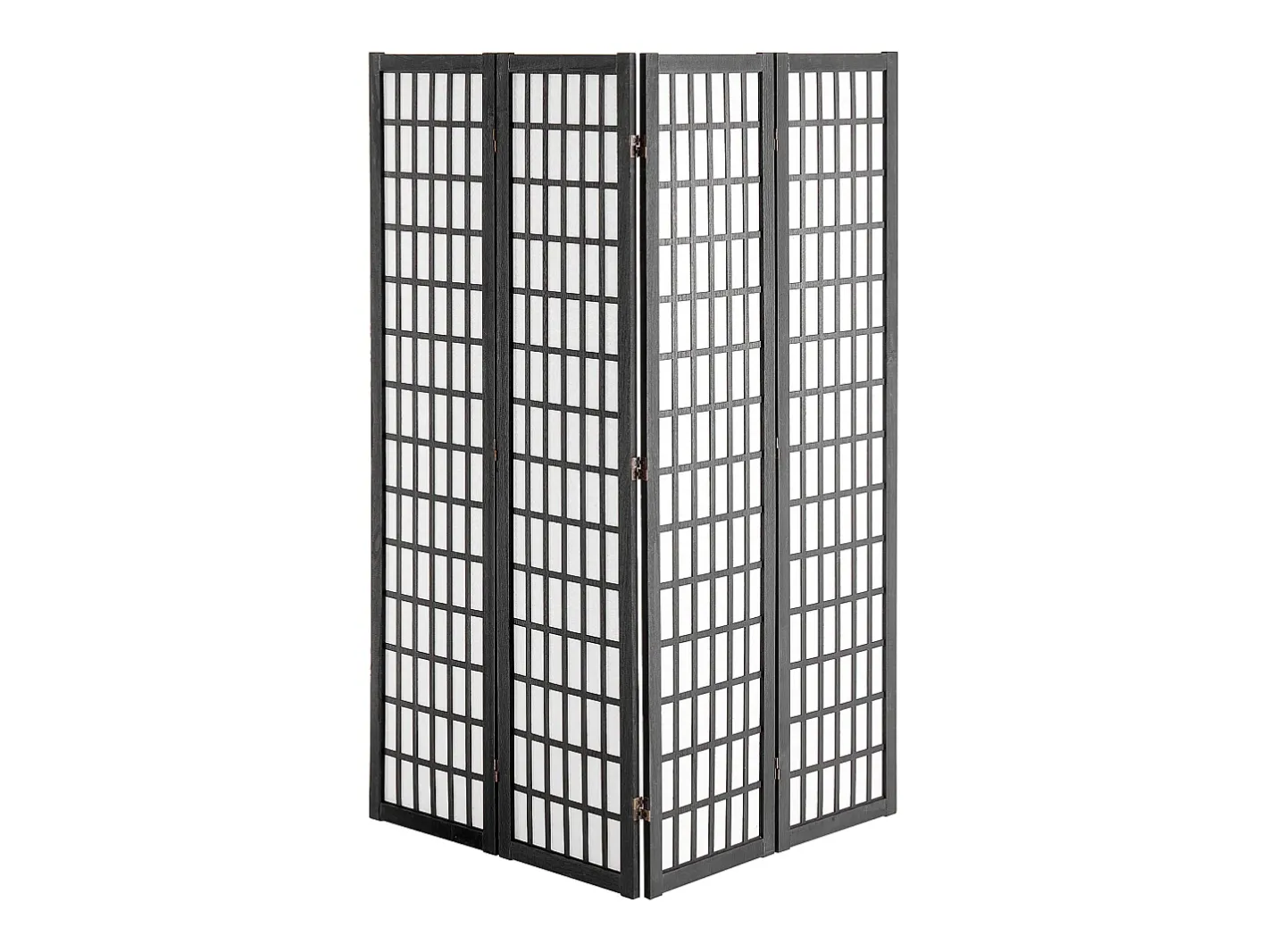 Biombo-Tabique Divisorio SucceBuy, Tabique Divisorio Japonés de 4 Paneles, Tabique Japonés Portátil, de Madera, Gira 360°, 162 x 170 x 1,9 cm, para Separar Habitaciones Negro