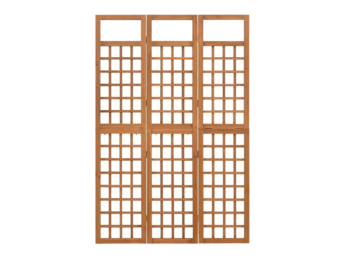 Biombo-Tabique divisorio/celosía de 3 paneles de madera maciza de abeto Marru00f3n