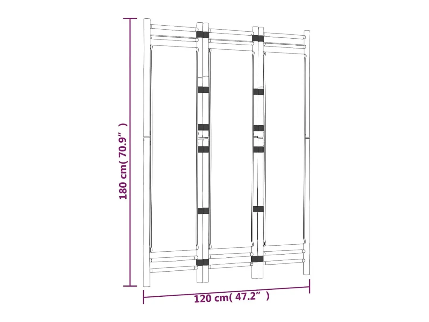 Sale Tabique plegable 3 paneles 120 cm Bambú y lona Crema