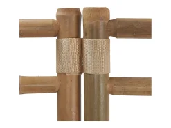Biombo-Tabique plegable 5 paneles 200 cm Bambú y lona Crema