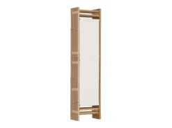 Biombo-Tabique plegable 5 paneles 200 cm Bambú y lona Crema