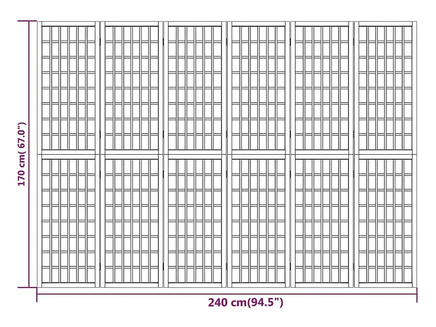 Clearance Tabique plegable 6 paneles 240x170 cm Marru00f3n