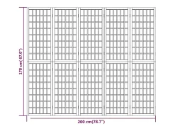 Biombo-Tabique plegable 5 paneles 200x170 cm Marru00f3n