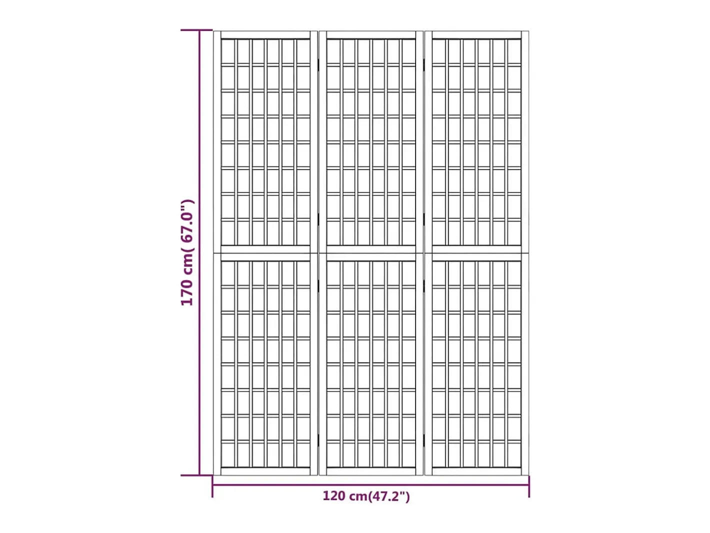 Biombo-Tabique plegable 3 paneles 120x170 cm Marru00f3n