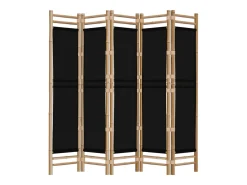 Best Tabique plegable 5 paneles 200 cm Bambú y lona Negro