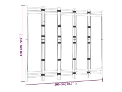 Best Tabique plegable 5 paneles 200 cm Bambú y lona Negro