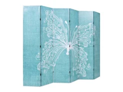Biombo-Tabique plegable 228 x 170 cm Papillon Bleu Azul