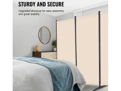 Biombo-Tabique SucceBuy Biombo de 4 Paneles, Biombo Plegable, Separador Portátil, Separador Independiente para Oficina, Dormitorio y Estudio, Beige