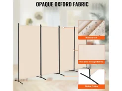 Biombo-Tabique SucceBuy Biombo de 4 Paneles, Biombo Plegable, Separador Portátil, Separador Independiente para Oficina, Dormitorio y Estudio, Beige