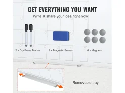 New Tablero Magnético SucceBuy, Limpiable a Seco, 91 x 61 cm, Montaje Mural para Uso en la Oficina Blanco