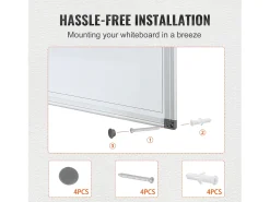 New Tablero Magnético SucceBuy, Limpiable a Seco, 91 x 61 cm, Montaje Mural para Uso en la Oficina Blanco