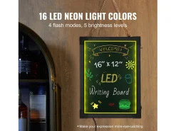 Cuadro-Tablero de Escritura de Mensajes con LED SucceBuy, 40,5 x 30,2 cm Iluminado y Borrable, para la Casa, la Tienda de Bodas Negro