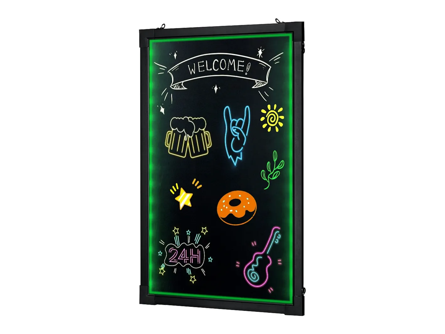 Cuadro-Tablero de Escritura de Mensajes con LED SucceBuy, 40,5 x 30,2 cm Iluminado y Borrable, para la Casa, la Tienda de Bodas Negro