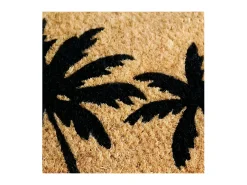 Tapete cepillo de fibra de coco natural PVC 40x60cm con motivo de palmera para interior/exterior cubierto Negro / Marru00f3n Hot