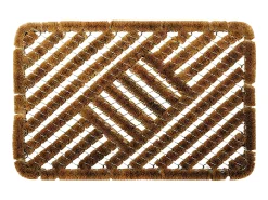Felpudo-Tapete de Rejilla de Coco y Metal 40x60cm - Fibras Naturales Reforzadas con Metal Marru00f3n