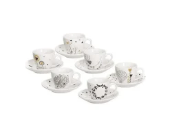 Taza de café con platillo Blanco IRIS GOLDY Juego de 6 Sale