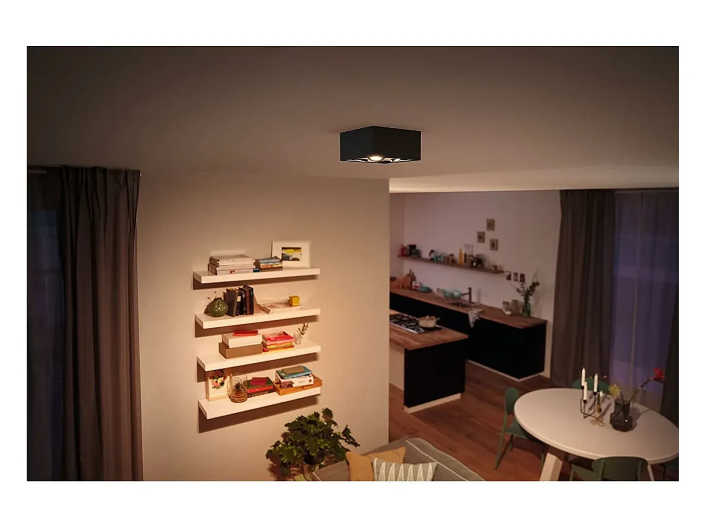 New Ledkia TechBrey Aplique LED Cuádruple Warmglow 18W PHILIPS Box Negro