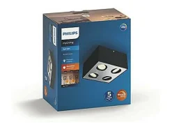 New Ledkia TechBrey Aplique LED Cuádruple Warmglow 18W PHILIPS Box Negro