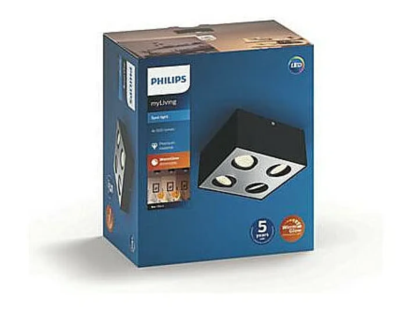 New Ledkia TechBrey Aplique LED Cuádruple Warmglow 18W PHILIPS Box Negro