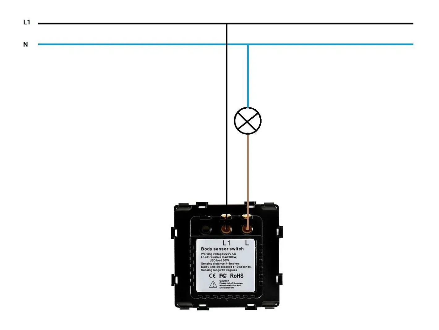 Ledkia Guirnalda Luminosa-TechBrey Interruptor Detector de Movimiento IR para Mecanismo Modern Negro