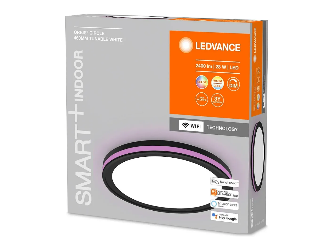 Ledkia Plafón-TechBrey Plafón LED 28W RGBW Circular Ø460 mm Smart+ WiFi ORBIS LEDVANCE 4058075573871 Negro