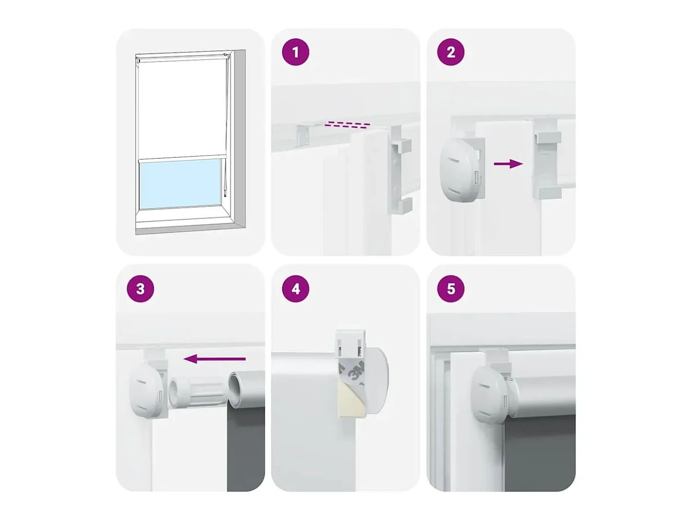 Tejido para estor enrollable opaco ancho 75,7 cm poliéster Blanco Clearance