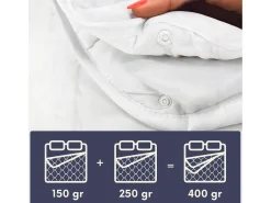 The White Stone Ropa De Cama-Edredón 4 Estaciones con Clip 140x200 cm | 150 g Verano + 250 g Otoño | Fibra Soft Blanco