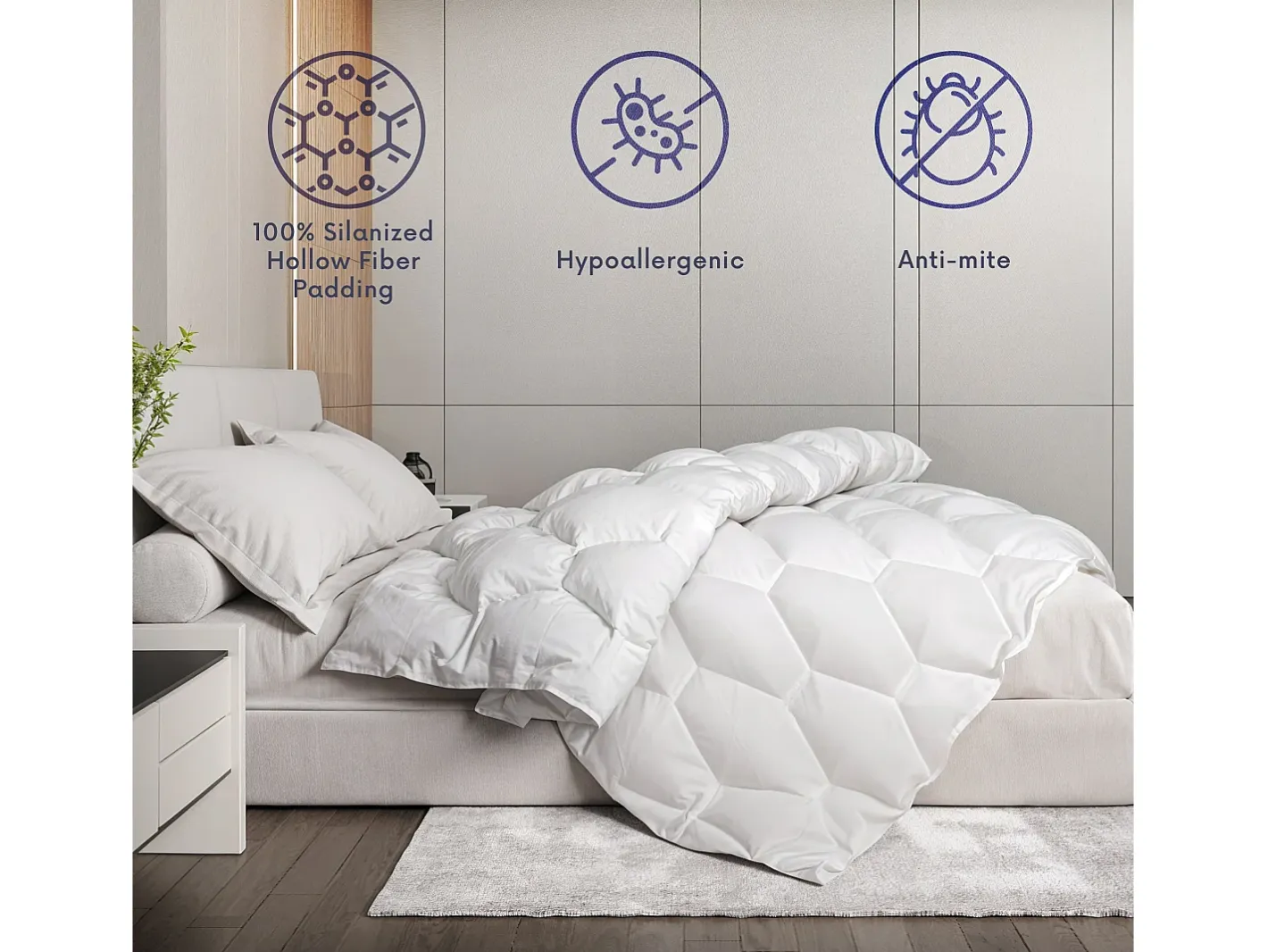 The White Stone Edredón de Invierno 210x240 cm 400 g | Fibra Soft cálida | Microfibra blanca Blanco