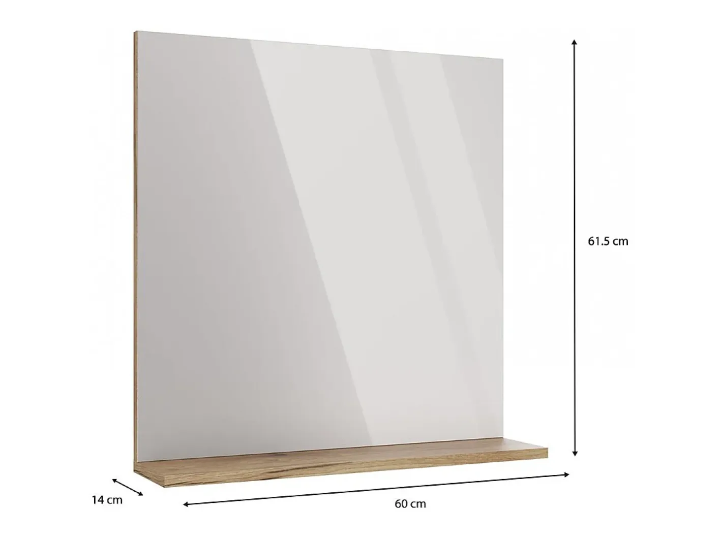 TOPESHOP TIGO - Espejo de baño con estante tigo 60x61,5 cm Color natural oscuro