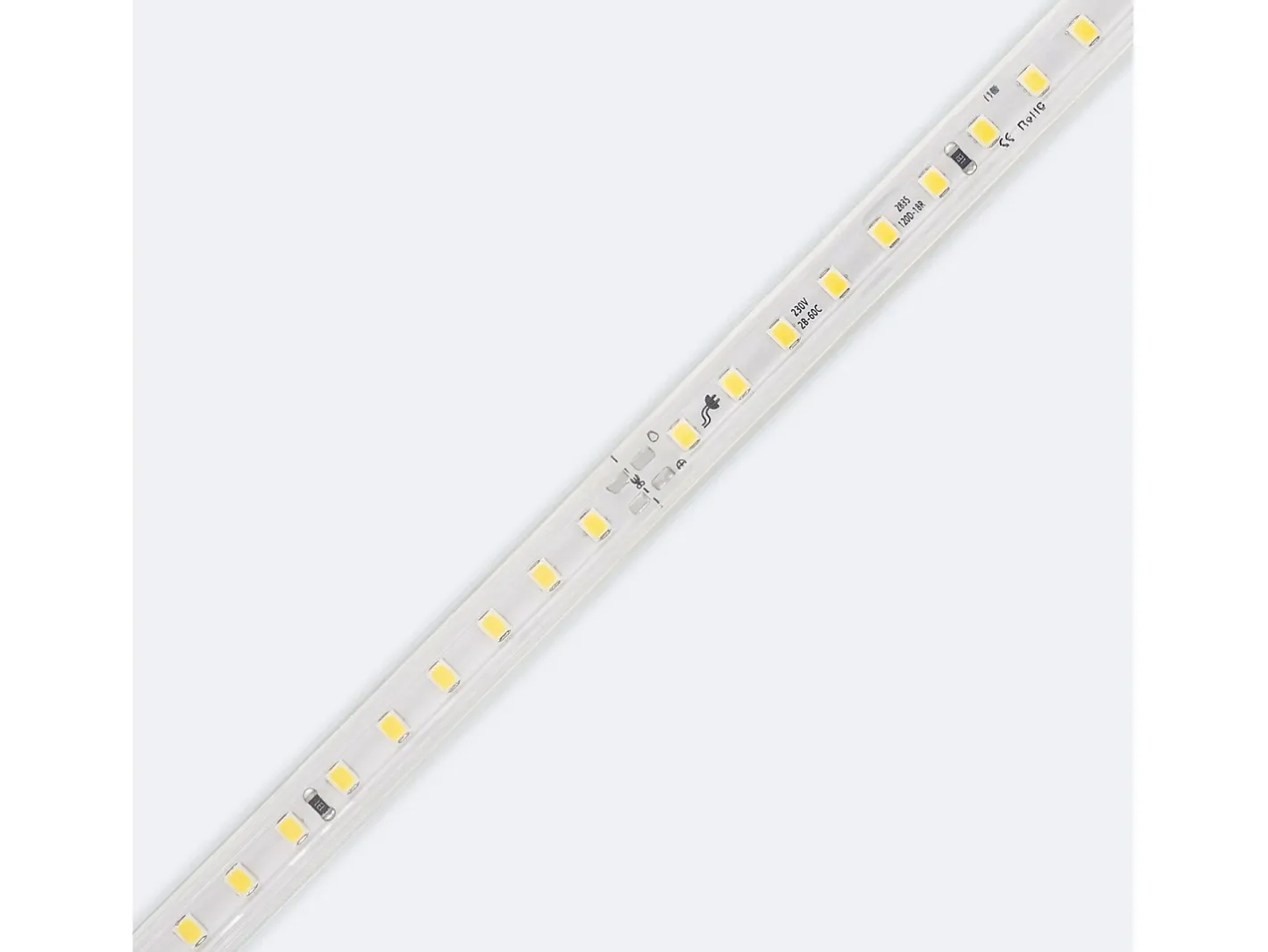 Ledkia Tira LED Regulable 220V SMD 120 LED/m Color 8.5W/m Ancho 12mm Corte 20cm IP65 a Medida Verde 5 m Blanco New