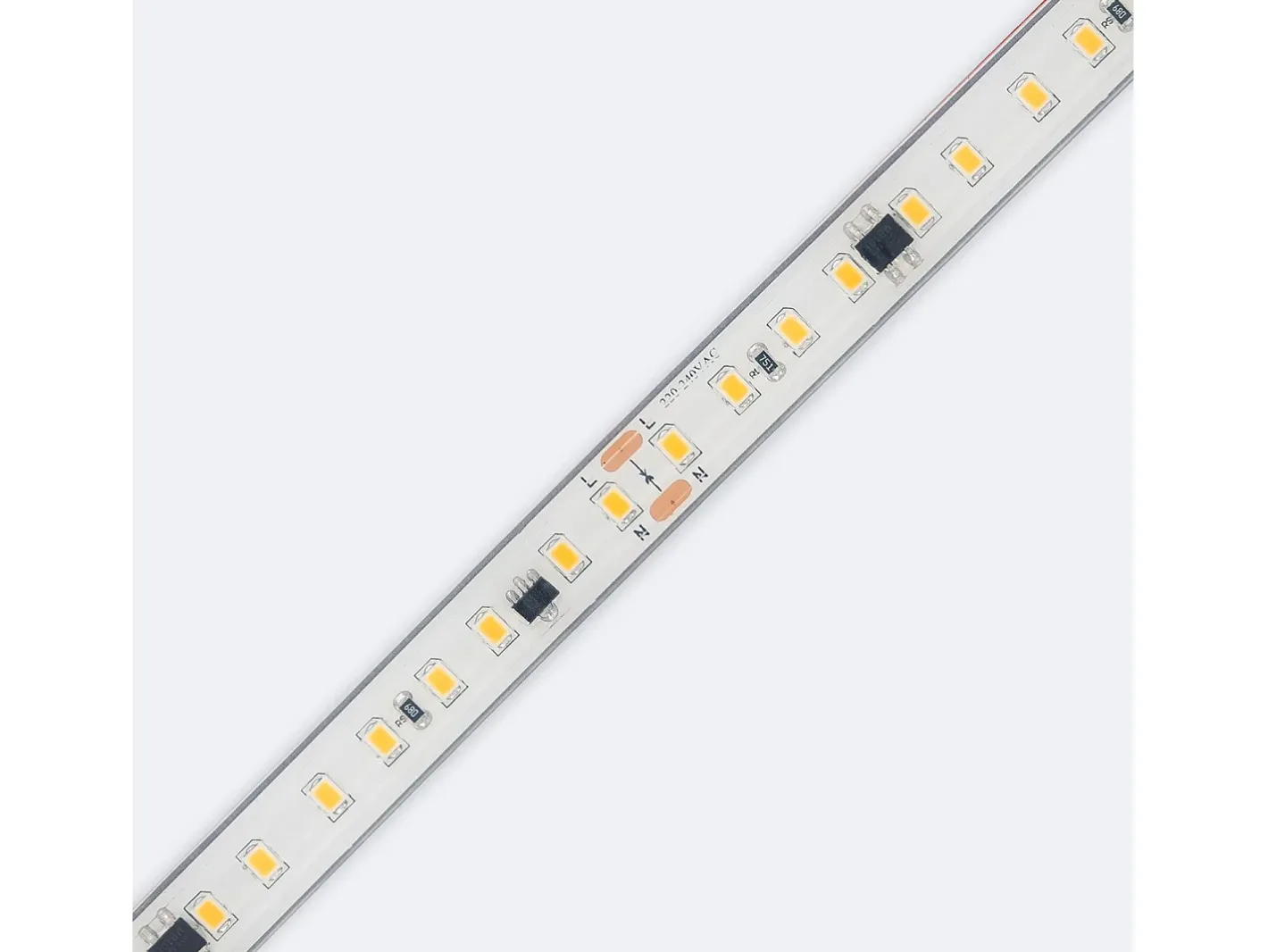 Sale Ledkia Tira LED Regulable 220V SMD Autorectificada 120 LED/m 14W/m 1680lm/m SILICONE FLEX Ancho 12mm Corte 10cm IP67 a Medida 6000K Frío 50 m Blanco