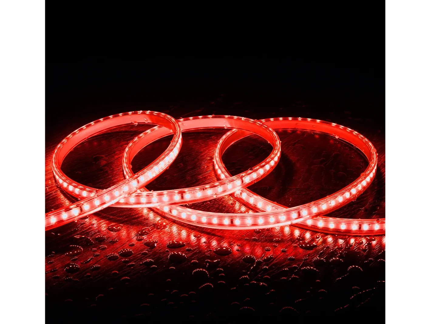 Ledkia Iluminación Exterior-Tira LED Regulable 220V SMD 120 LED/m Color 8.5W/m Ancho 12mm Corte 20cm IP65 a Medida Rojo 4 m Blanco