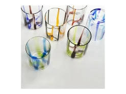 Best Tirache Zafferano Vaso en Vidrio Borosilicato Bicolor Rojo-Gris Caja de 6 Piezas Amarillo