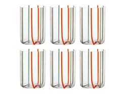 Best Tirache Zafferano Vaso en Vidrio Borosilicato Bicolor Rojo-Gris Caja de 6 Piezas Amarillo