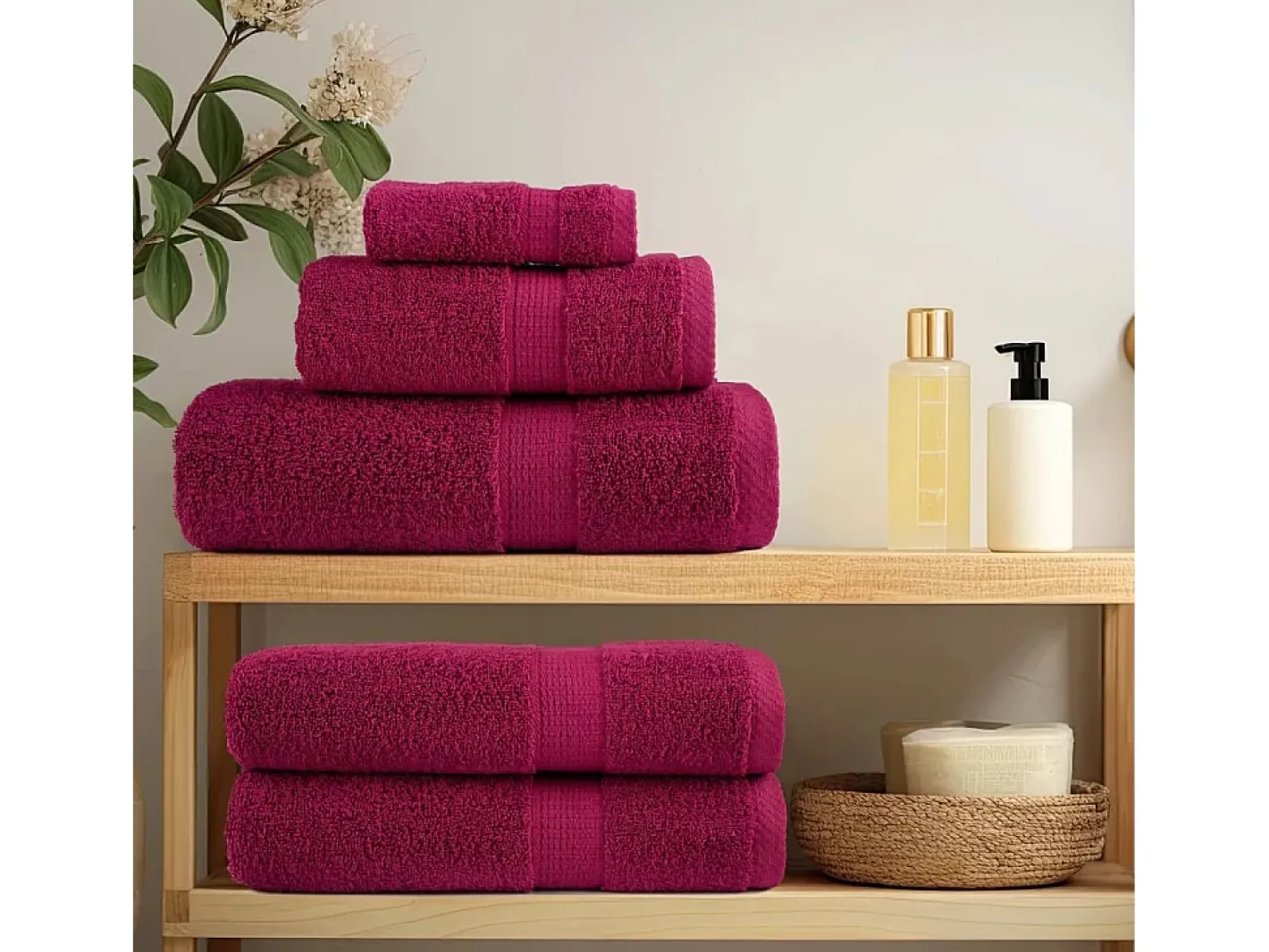 Ropa De Cama|Textil De Baño-Toallas de baño 10 uds 100% algodón burdeos 100x150 cm 600 gsm ES522569 Rojo