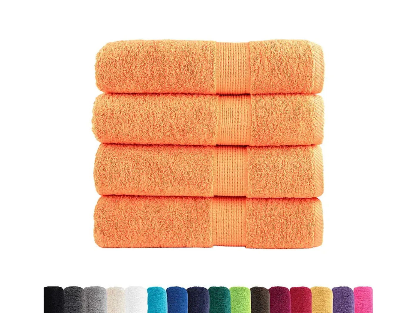Toallas de baño 4 uds 100% algodón verde 100x150 cm 600 gsm ES766661 Naranja