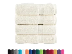 Discount Toallas de baño 4 uds 100% algodón verde 100x150 cm 600 gsm ES488481 Crema