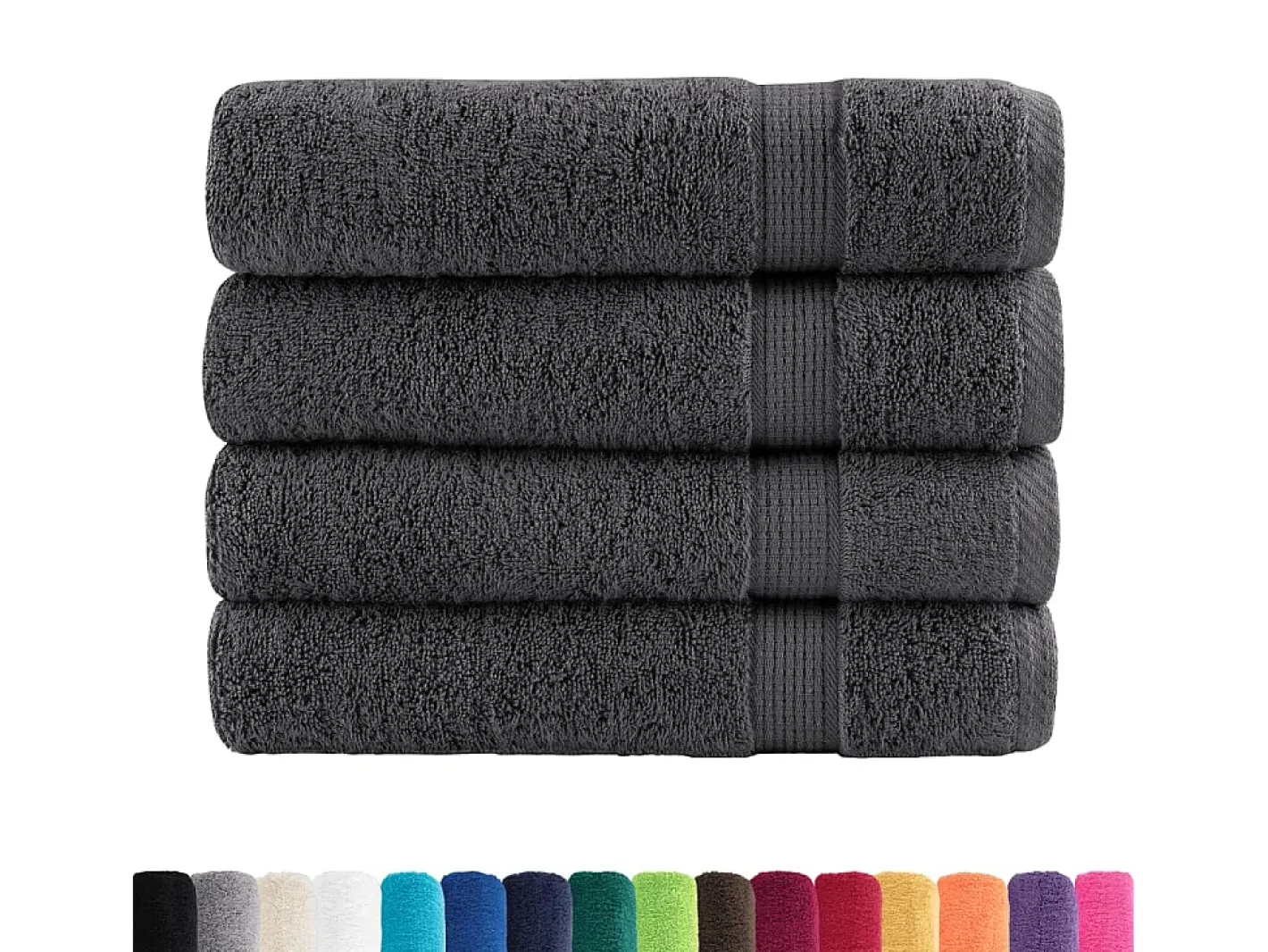 Ropa De Cama|Textil De Baño-Toallas de baño 4 uds 100% algodón antracita 100x150 cm 600 gsm ES649500 Gris antracita