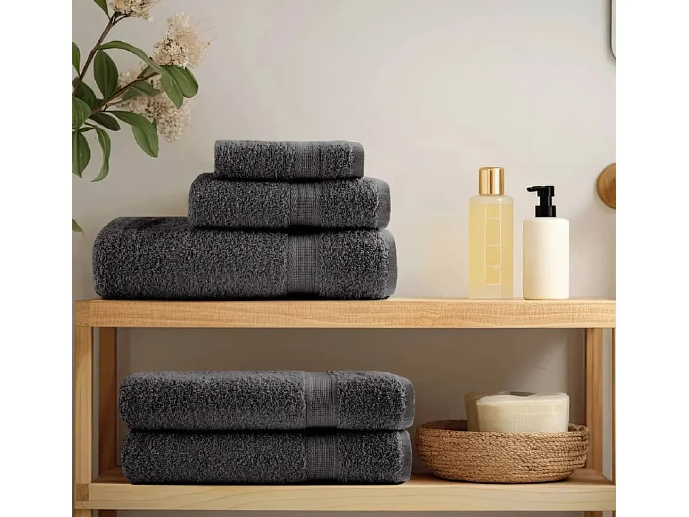 Ropa De Cama|Textil De Baño-Toallas de baño 4 uds 100% algodón antracita 100x150 cm 600 gsm ES649500 Gris antracita